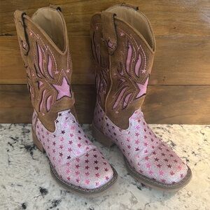 Roper Boots with Pink stars and sparkles